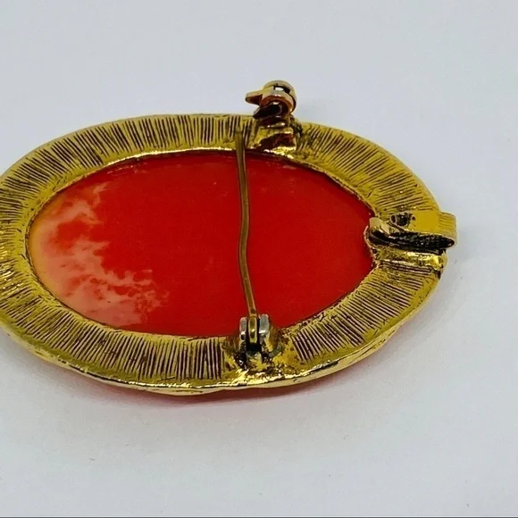 VINTAGE cameo brooch pendant gold tone - Picture 3 of 11